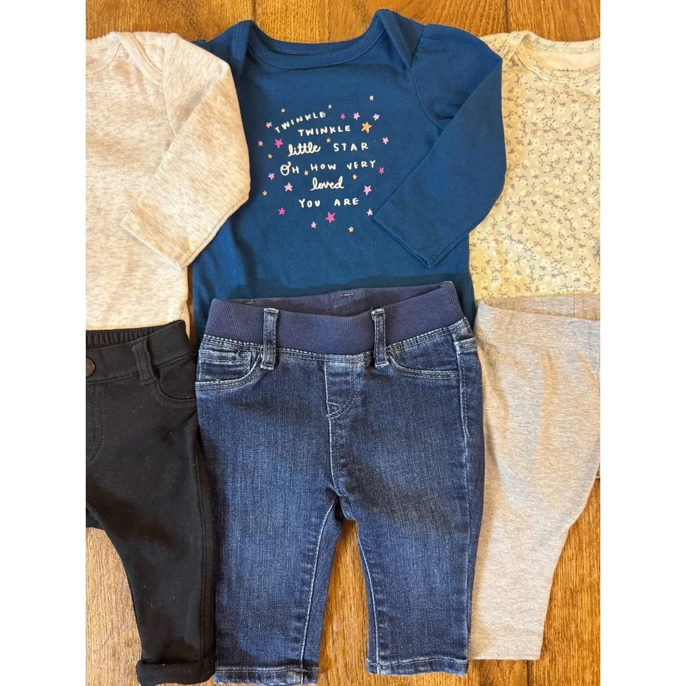 Baby Girl Clothes 0/3 Months Pants Jeans Bodysuit Shirts Outfits Long Sleeve Lot